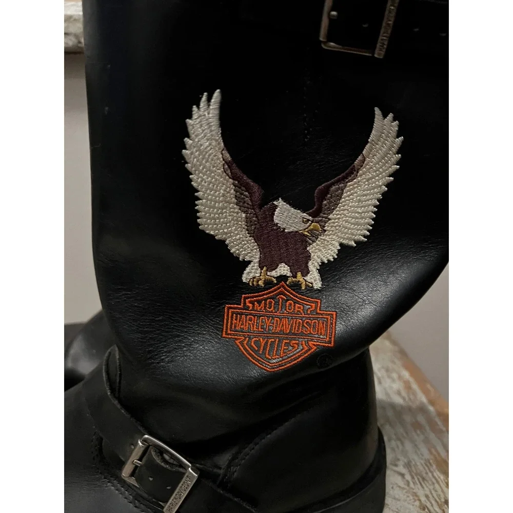 Harley Davidson Mens Black Leather Eagle Engineer Biker Boots 91511 Size 12